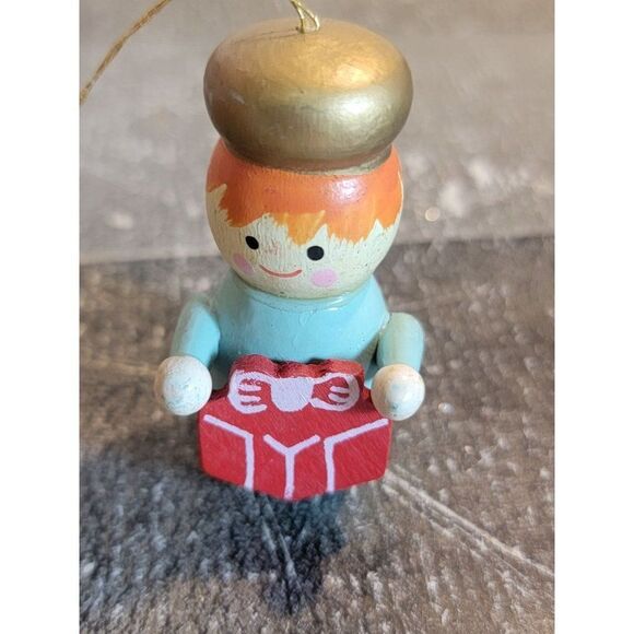 Kid present gift vintage wooden ornament Xmas decor - Picture 1 of 5
